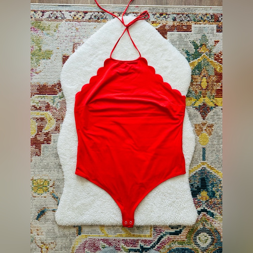 Express Red/Burnt Orange Halter Women’s  Bodysuit Size LARGE
